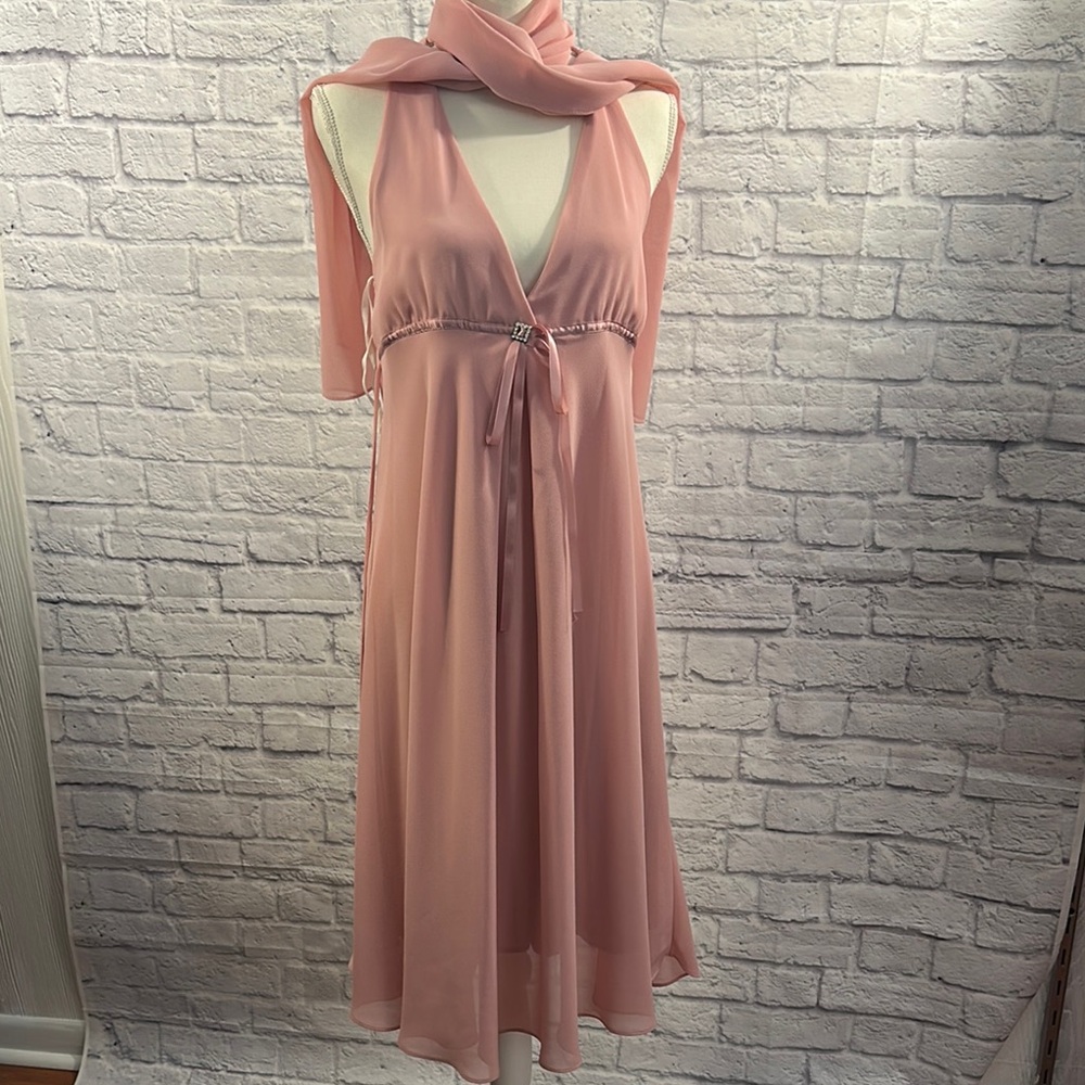 Pink Sleeveless Halter Babydoll Dress for Prom